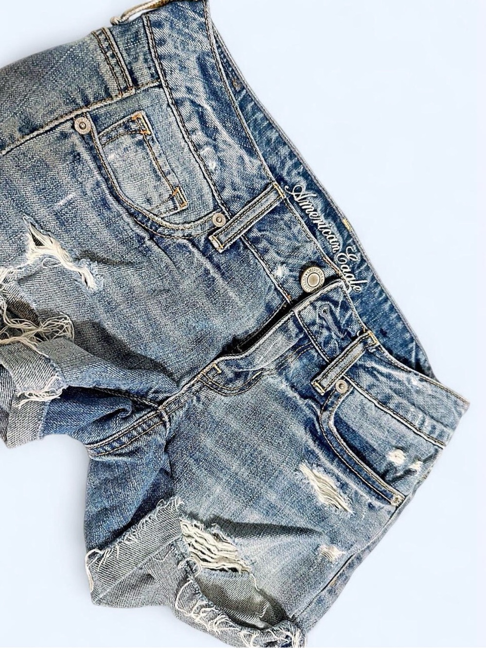 American Eagle Outfitters Distressed Blue Denim Jean Shorts